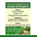 Fórmula del día 27 de Septiembre del 2022 CENTINODIA / FARMACODEPENDENCIA O ABUSO DE LOS FÁRMACOS