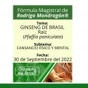 Fórmula del día 30 de Septiembre del 2022 GINSENG DE BRASIL / CANSANCIO FÍSICO Y MENTAL