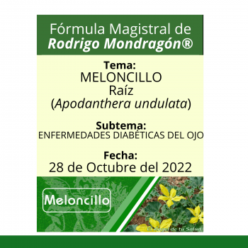 Fórmula del día 28 de Octubre del 2022 MELONCILLO / ENFERMEDADES DIABÉTICAS DEL OJO