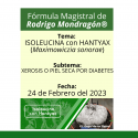 Fórmula del día 24 de Febrero del 2023 ISOLEUCINA CON HANTYAX / XEROSIS O PIEL SECA POR DIABETES