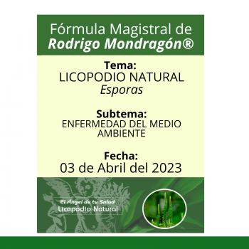 Fórmula del día 03 de Abril del 2023 LICOPODIO / ENFERMEDAD DEL MEDIO AMBIENTE