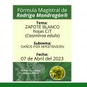 Fórmula del día 07 de Abril del 2023 ZAPOTE BLANCO / DAÑOS POR HIPERTENSIÓN