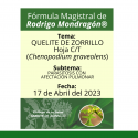 Fórmula del día 17 de Abril del 2023 QUELITE DE ZORRILLO / PARASITOSIS CON AFECTACIÓN PULMONAR