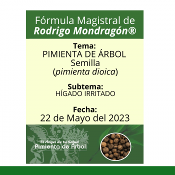 Fórmula del día 22 de Mayo del 2023 PIMIENTA DE ÁRBOL/HÍGADO IRRITADO