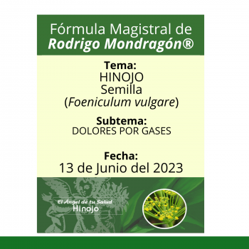 Fórmula del día 13 de Junio del 2023 HINOJO / DOLORES POR GASES