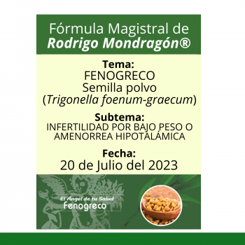 Fórmula del día 20 de Julio del 2023 FENOGRECO / INFERTILIDAD POR BAJO PESO O AMENORREA HIPOTALÁMICA