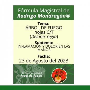 Fórmula del día 23 de Agosto del 2023 ÁRBOL DE FUEGO/INFLAMACIÓN Y DOLOR EN LAS MANOS