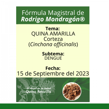 Fórmula del día 15 de Septiembre del 2023 QUINA AMARILLA / DENGUE