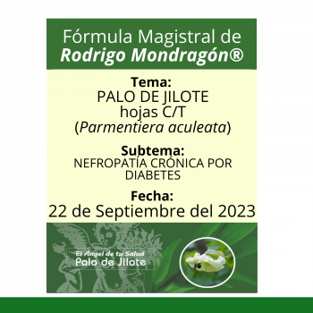 Fórmula del día 22 de Septiembre del 2023 PALO DE JILOTE / NEFROPATÍA CRÓNICA POR DIABETES