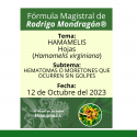 Fórmula del día 12 de Octubre del 2023 HAMAMELIS / HEMATOMAS O MORETONES QUE OCURREN SIN GOLPES