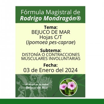 Fórmula del día 03 de Enero del 2024 BEJUCO DE MAR / DISTONÍA O CONTRACCIONES MUSCULARES INVOLUNTARIAS