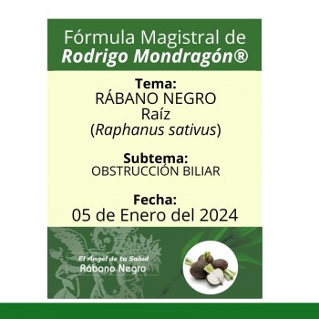 Fórmula del día 05 de Enero del 2024 RÁBANO NEGRO / OBSTRUCCIÓN BILIAR