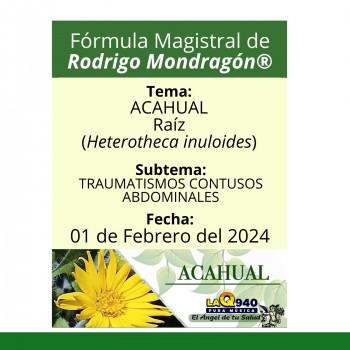 Fórmula del día 01 de Febrero del 2024 ACAHUAL / TRAUMATISMOS CONTUSOS ABDOMINALES