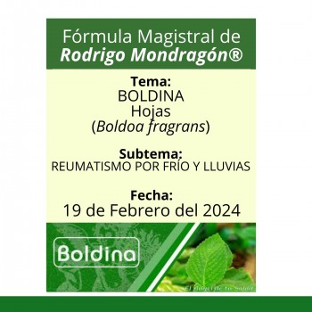 Fórmula del día 19 de Febrero del 2024 BOLDINA / REUMATISMO POR FRÍO Y LLUVIAS