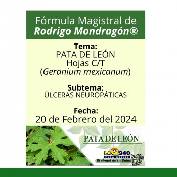 Fórmula del día 20 de Febrero del 2024 PATA DE LEÓN / ÚLCERAS NEUROPÁTICAS
