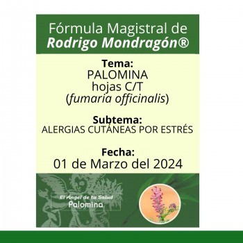 Fórmula del día 01 de Marzo del 2024 PALOMINA / ALERGIAS CUTÁNEAS POR ESTRÉS