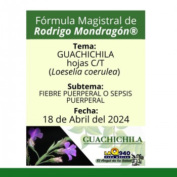 Fórmula del día 18 de Abril del 2024 GUACHICHILA / FIEBRE PUERPERAL O SEPSIS PUERPERAL