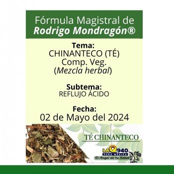 Fórmula del día 02 de Mayo del 2024 TÉ CHINANTECO / REFLUJO ÁCIDO