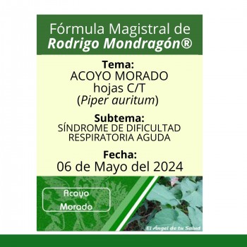 Fórmula del día 06 de Mayo del 2024 ACOYO MORADO / SÍNDROME DE DIFICULTAD RESPIRATORIA AGUDA