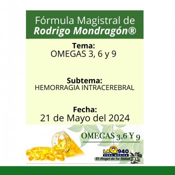 Fórmula del día 21 de Mayo del 2024 OMEGAS 3, 6 y 9 / HEMORRAGIA INTRACEREBRAL