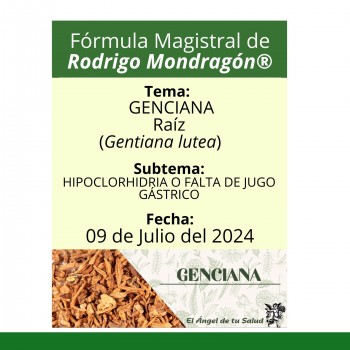 Fórmula del día 09 de Julio del 2024 GENCIANA/HIPOCLORHIDRIA O FALTA DE JUGO GÁSTRICO