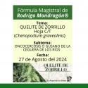 Fórmula del día 27 de Agosto del 2024 QUELITE DE ZORRILLO/ONCOCERCOSIS O GUSANO DE LA CEGUERA DE LOS RÍOS