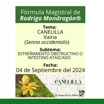 Fórmula del día 04 de Septiembre del 2024 CANELILLA/ESTREÑIMIENTO OBSTRUCTIVO O INTESTINO ATASCADO